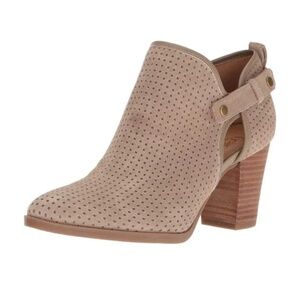 Franco Sarto Dakota Leather Suede Pinhole Almond Toe Heeled Booties Size 7